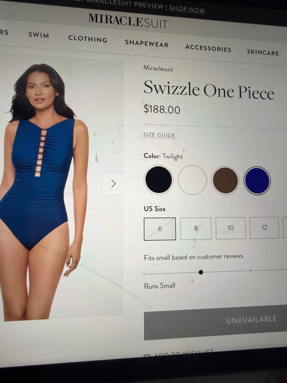 Miraclesuit Deep Blue Ruched One-Piece Swimsuit with Gold Accents - Picture 3 of 3